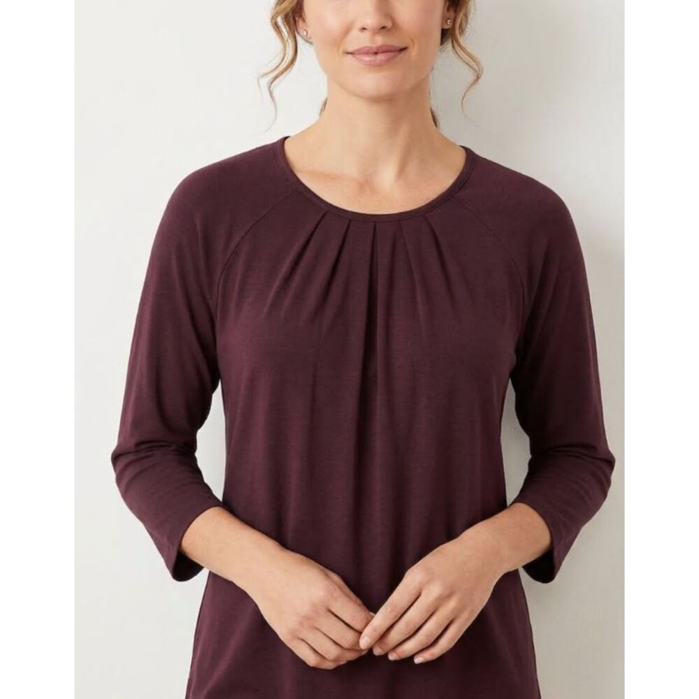 Garnett Hill 2021 Pleat Neck 3/4 Sleeve Blouse Women's Size Medium